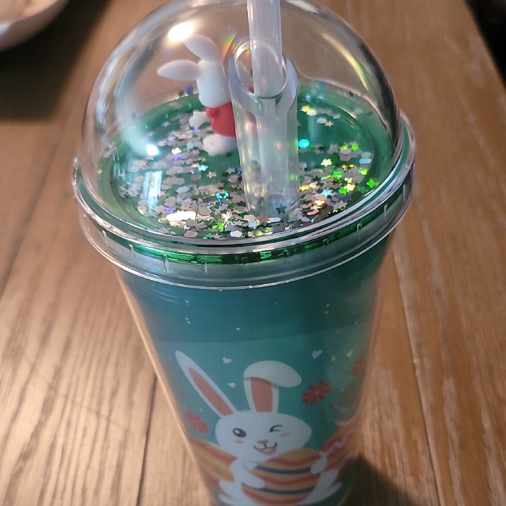 Green Bunny Party Tumbler with Straw
